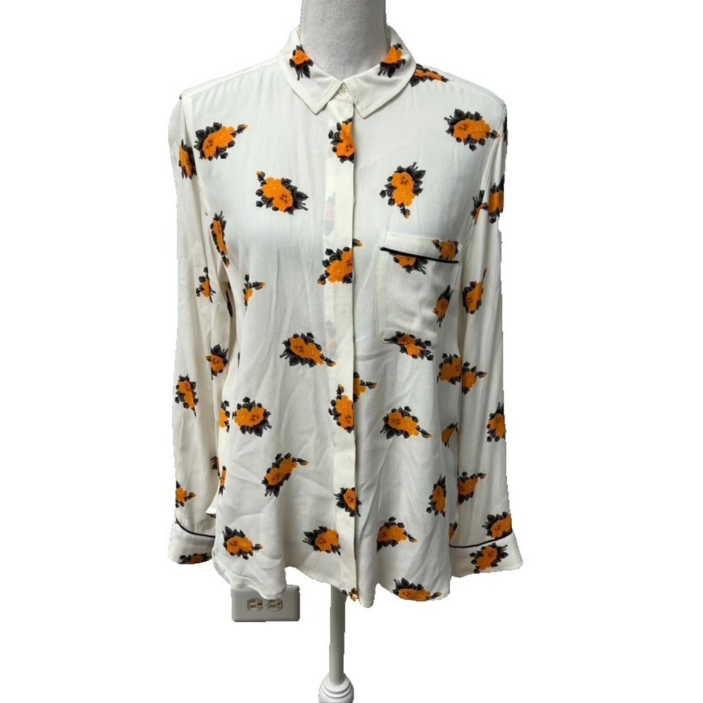 Ganni Button Up Blouse Top Womens 38 US 6 1717 Roseburg Crepe‎ Button Up Floral